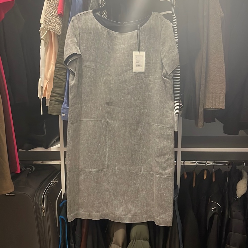 Theory structured t dress in black/white twill - size XL - NWT